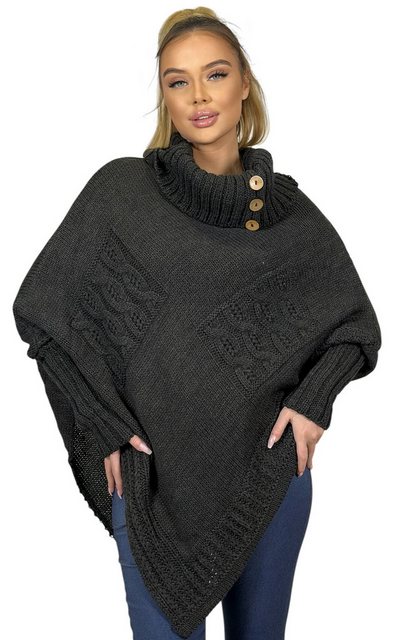 Mississhop Strickponcho Poncho Strick Sweatshirt Pullover Umhang Überwurf M günstig online kaufen