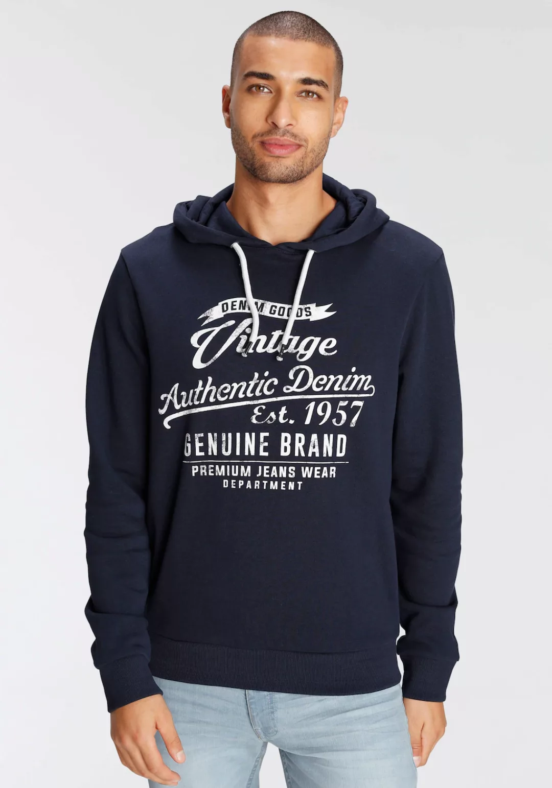 AJC Kapuzensweatshirt, mit konstrastfarbenem Labelprint günstig online kaufen