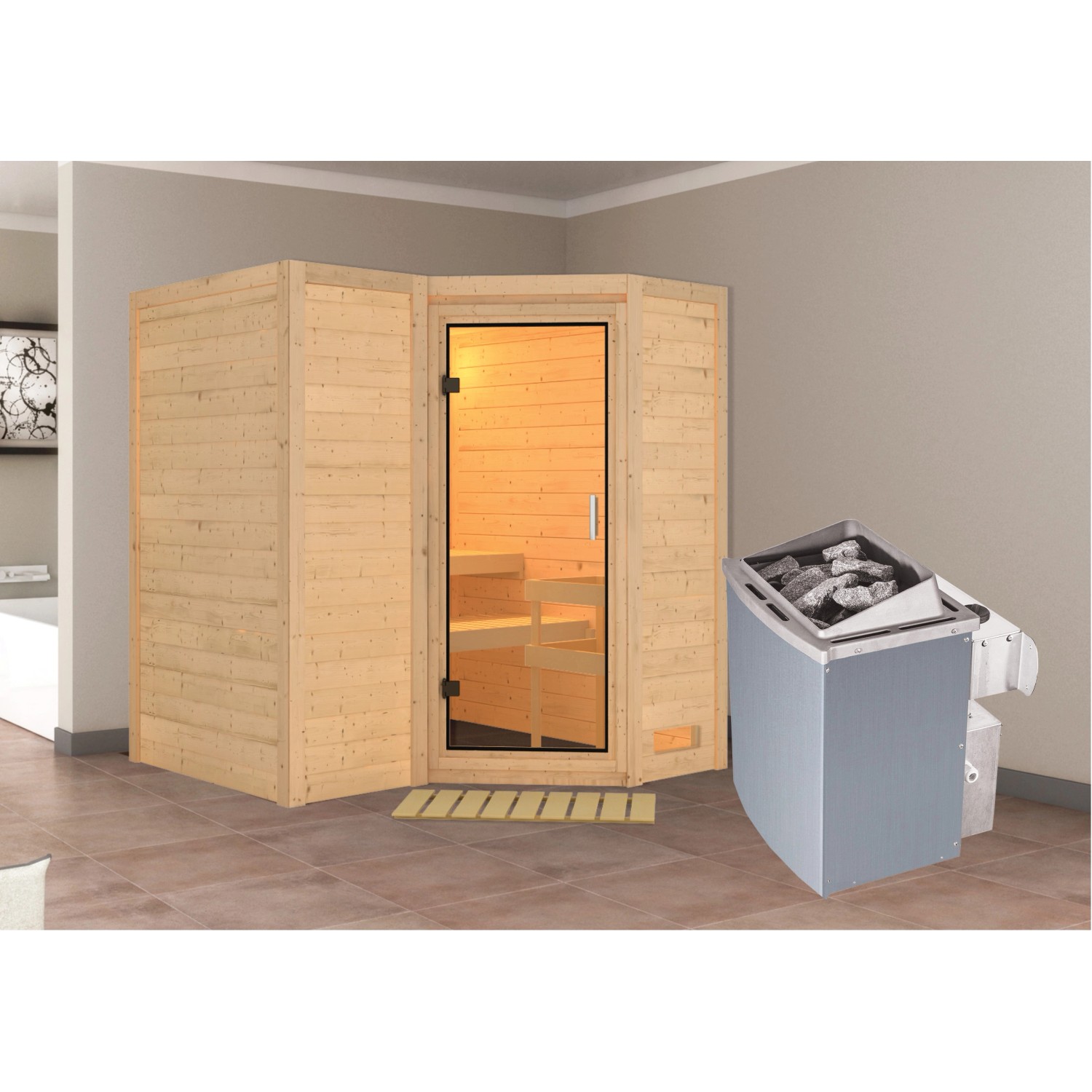 Woodfeeling Sauna Steena 1, Ofen, integrierte Steuerung, Glastür günstig online kaufen