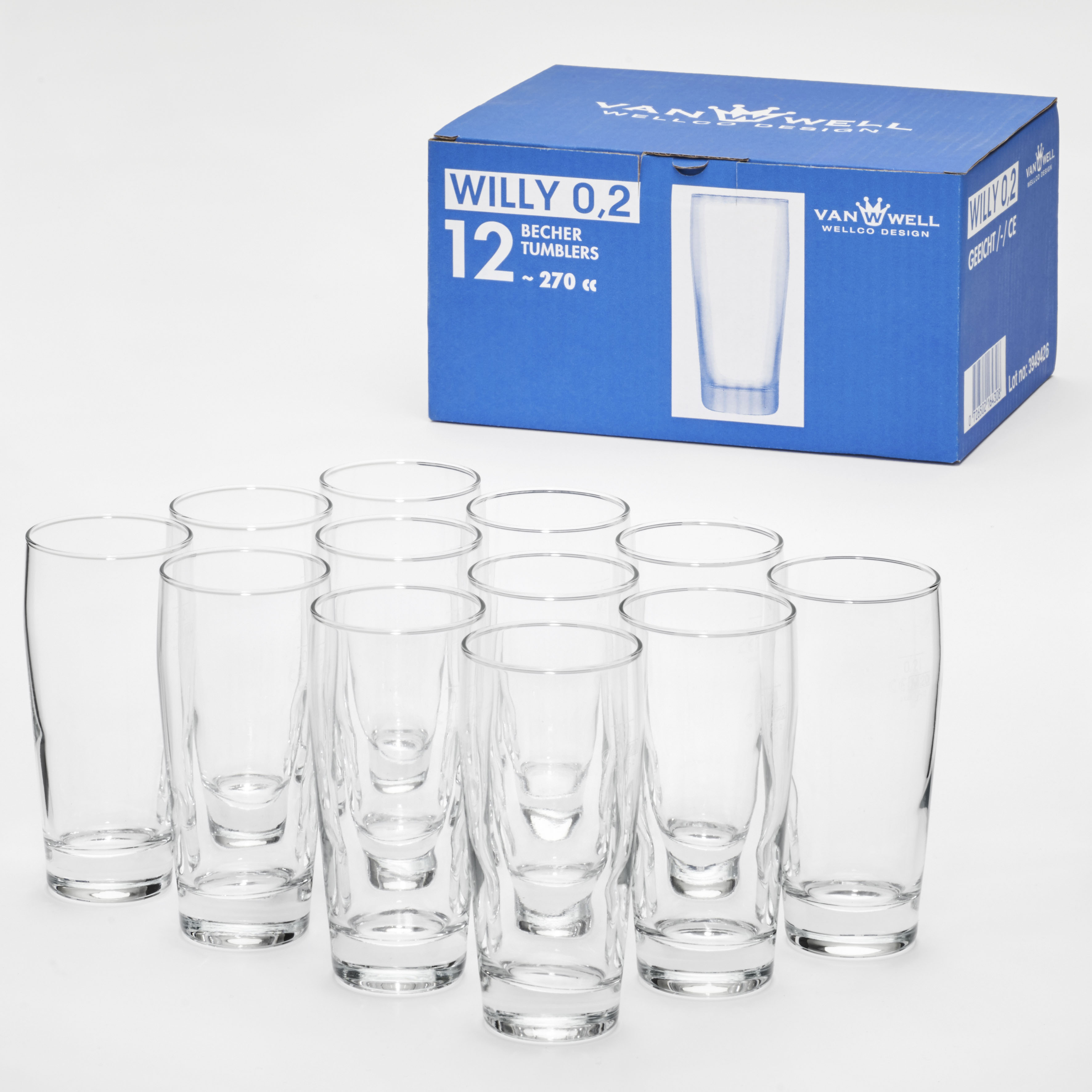 van Well Bierglas »Willybecher«, (Set, 12 tlg., 12 Willybecher 0,2l), 0,2 L günstig online kaufen