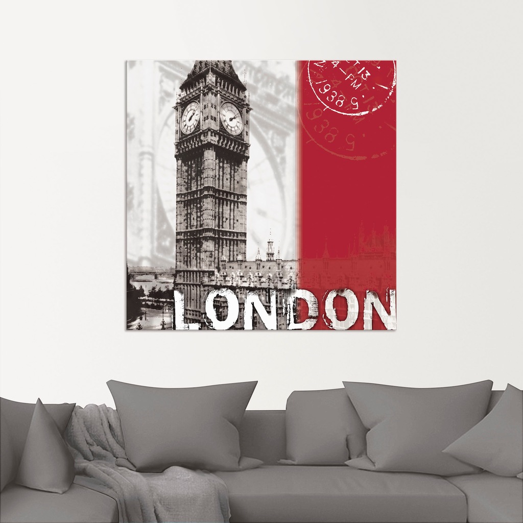 Artland Wandbild "London bordeauxrot", Gebäude, (1 St.), als Alubild, Outdo günstig online kaufen