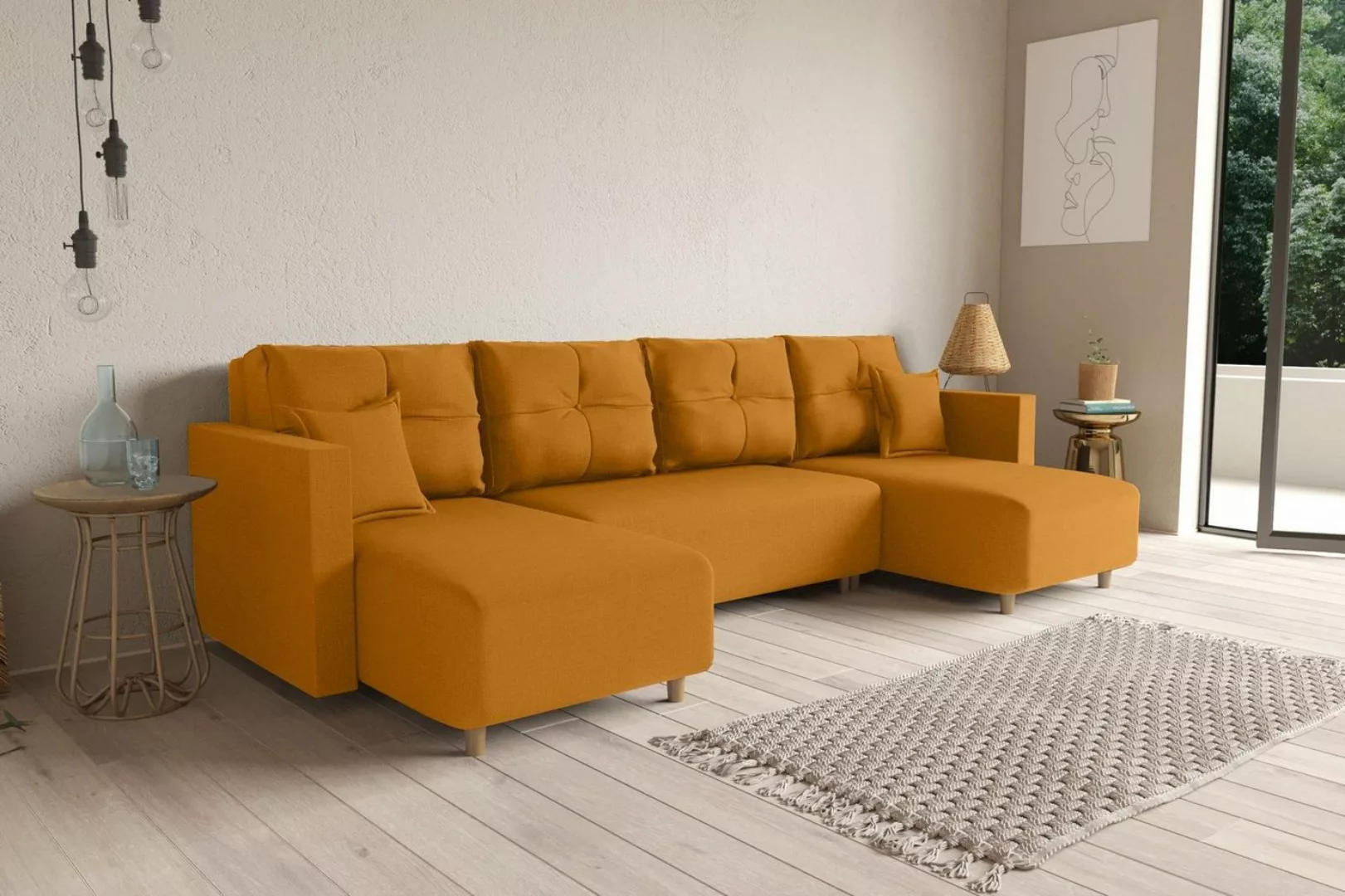 99rooms Wohnlandschaft Skan, U-Form, Sofa, mit Bettfunktion und Bettkasten, günstig online kaufen