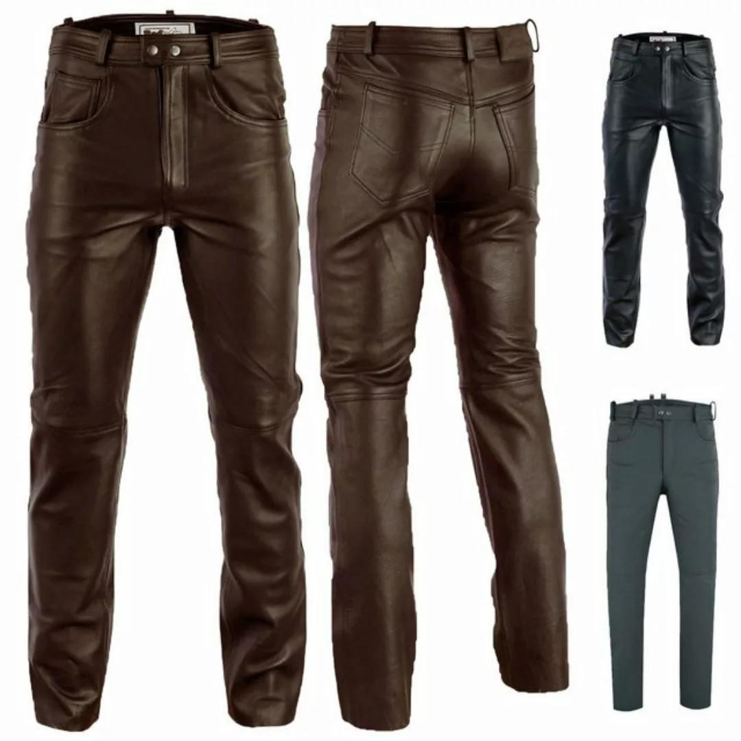 RadMasters Lederhose GW870 Lederjeans Lederhose Büffelleder Schwarz und Bra günstig online kaufen