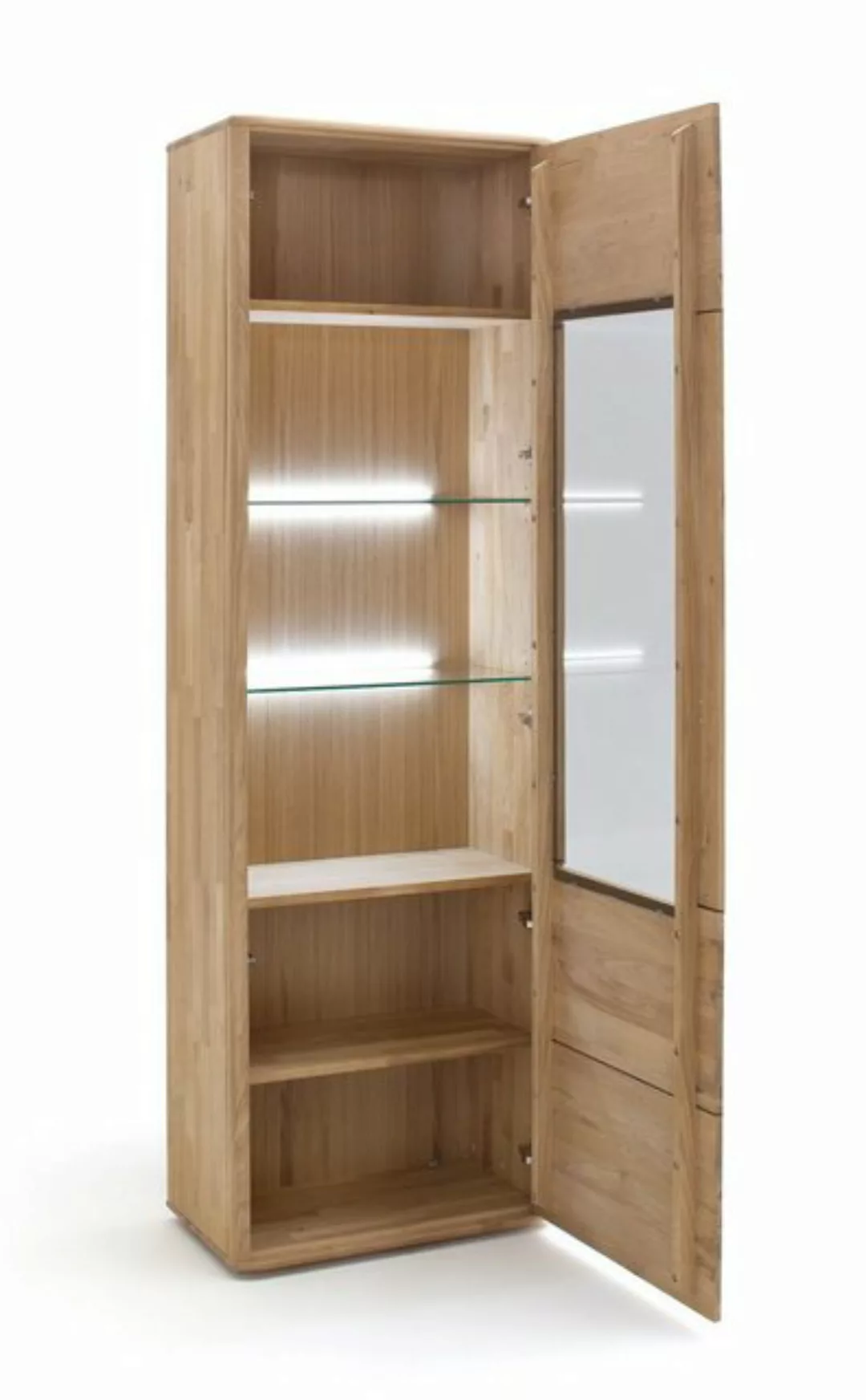 expendio Vitrine Renzo 4 Balkeneiche Bianco massiv 66x208x38 cm mit Softclo günstig online kaufen