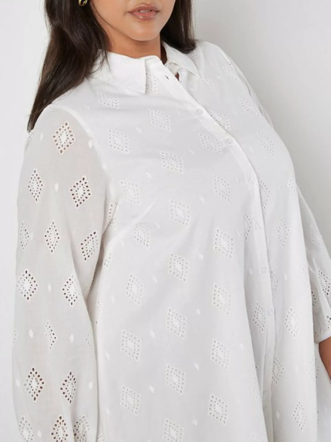 Apricot Minikleid Curve Cotton Broderie Shirt Dress, mit Stickerei günstig online kaufen