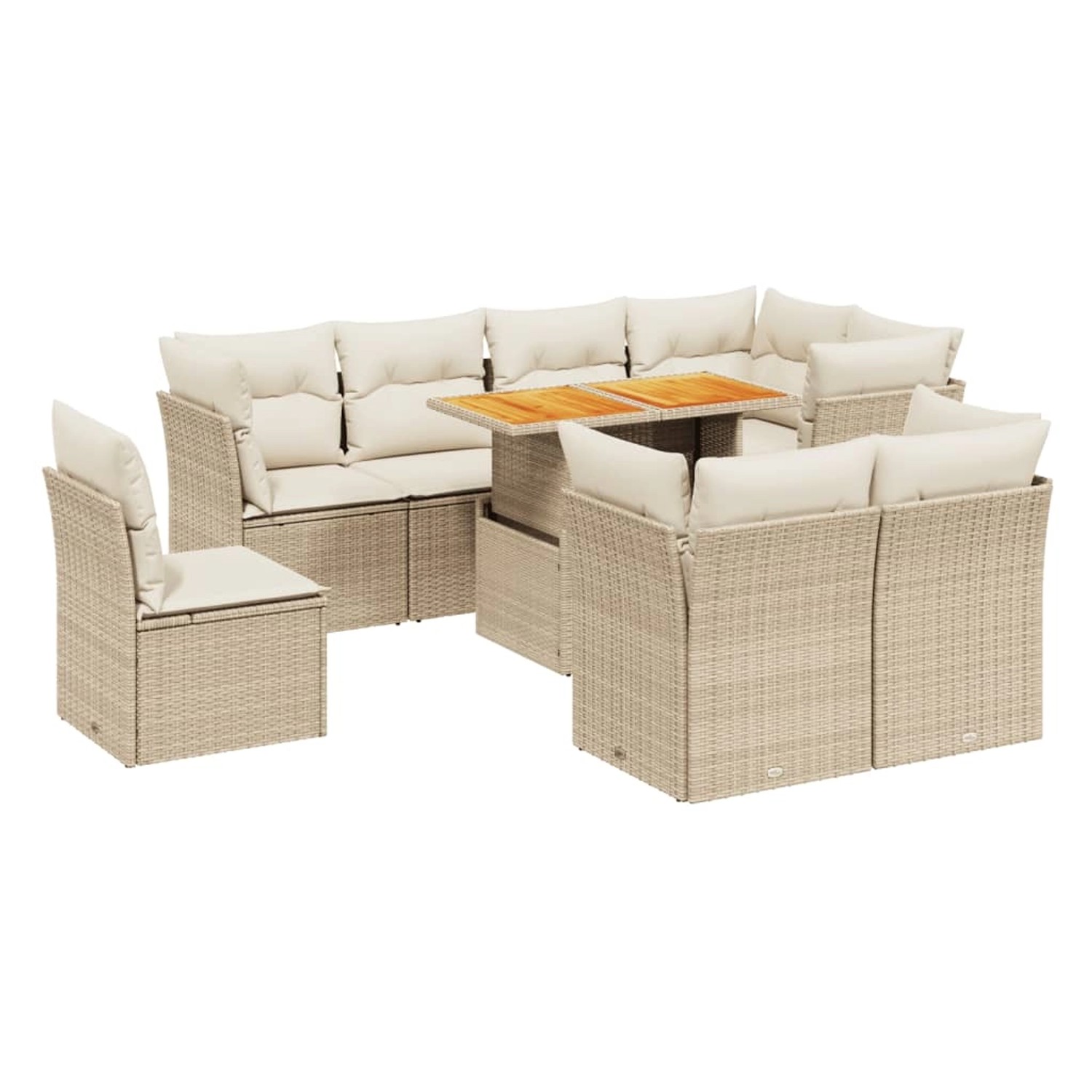 vidaXL 9-tlg Garten-Sofagarnitur mit Kissen Beige Poly Rattan Modell 267 günstig online kaufen