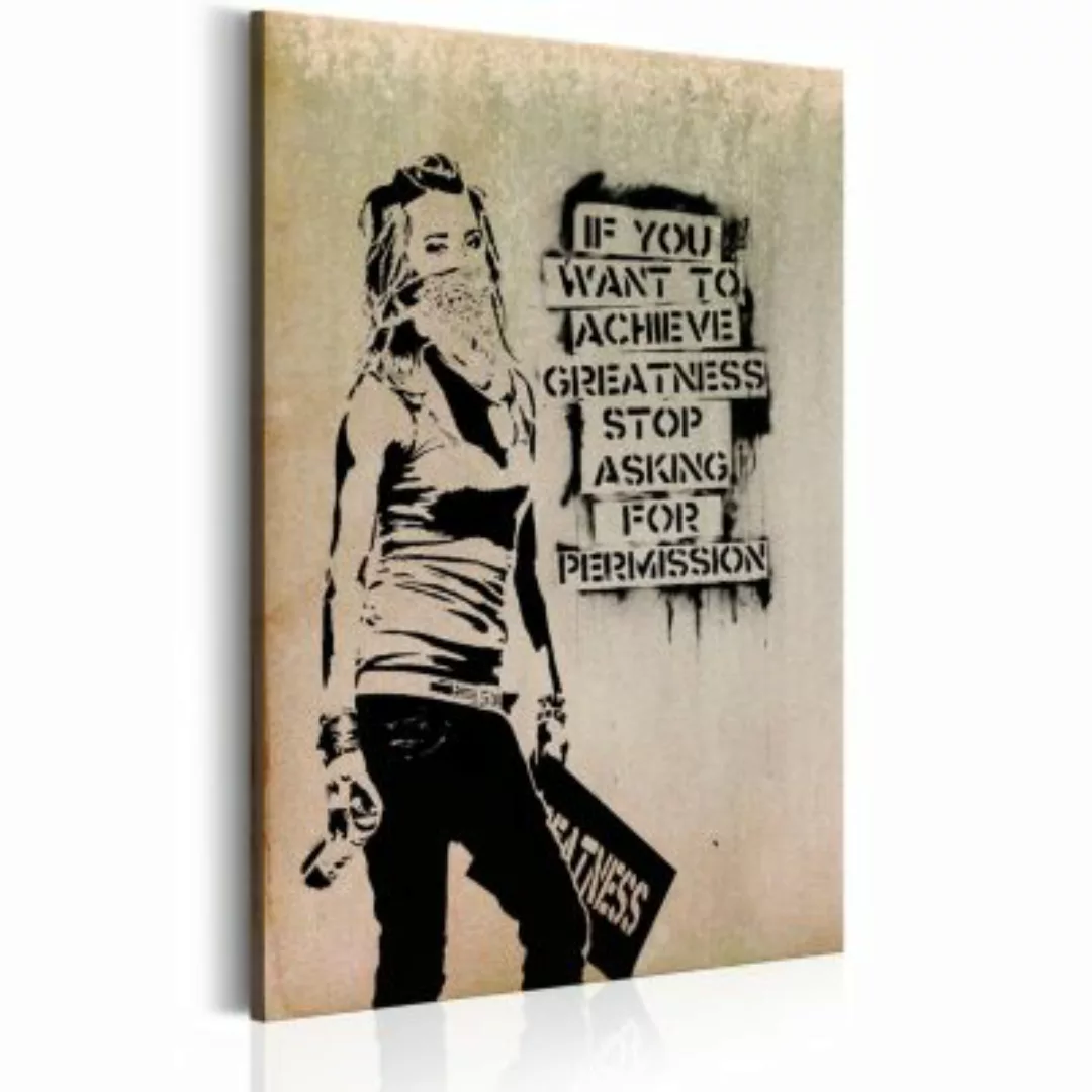 artgeist Wandbild Graffiti Slogan by Banksy schwarz/beige Gr. 40 x 60 günstig online kaufen