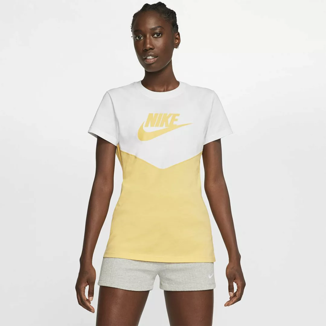 Nike Sportswear Heritage Kurzarm T-shirt S White / Topaz Gold / Topaz Gold günstig online kaufen