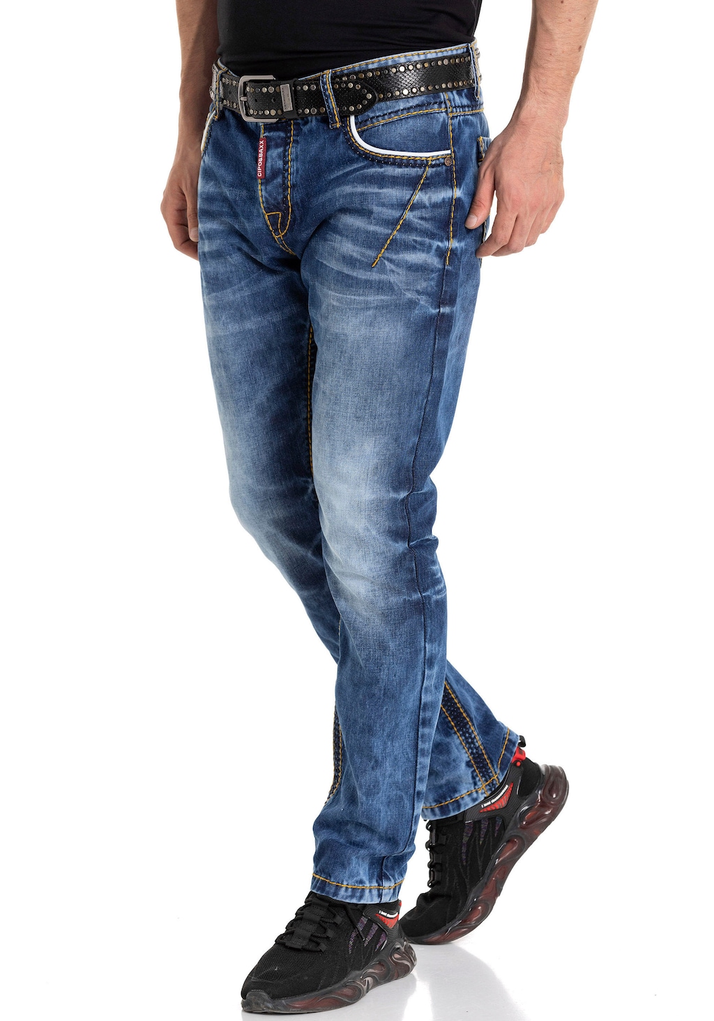Cipo & Baxx Gerade Jeans Regular mit auffälligen Kontrastnähten günstig online kaufen