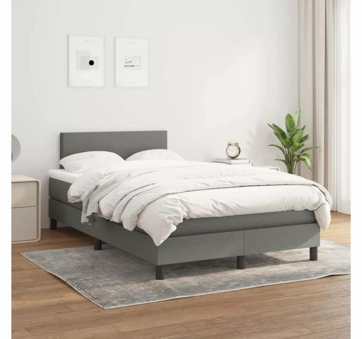 furnicato Bett Boxspringbett mit Matratze Dunkelgrau 120x200 cm Stoff günstig online kaufen