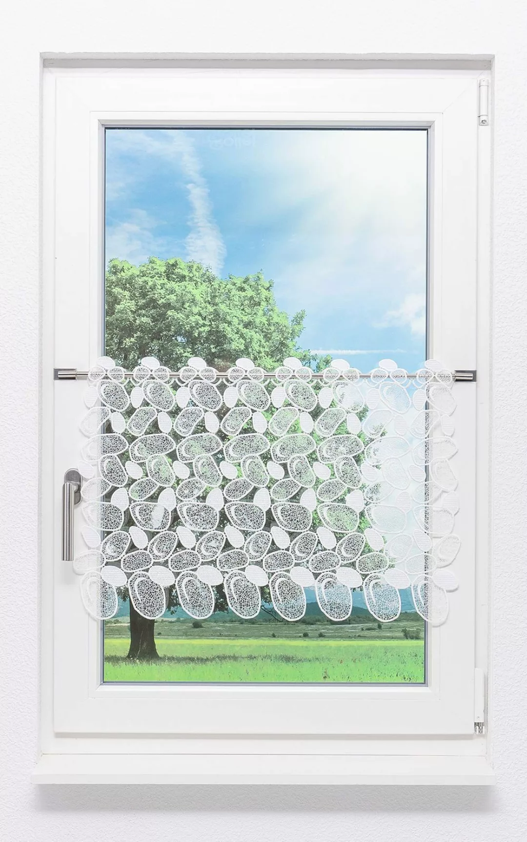 Plauener Spitze® Scheibengardine Kieselsteine, (1 St), günstig online kaufen