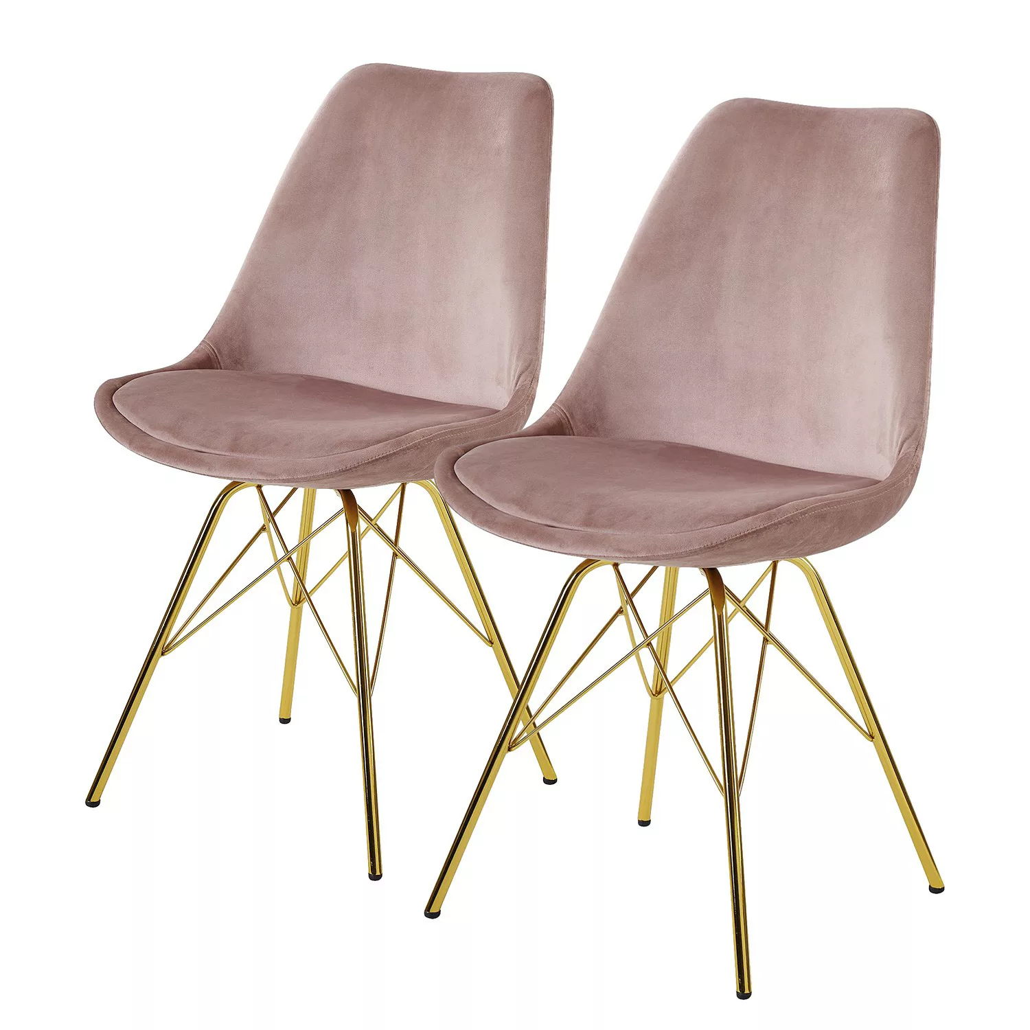 Esszimmerstuhl 2er Set Samt Grau Küchenstuhl mit goldenen Beinen | Schalens günstig online kaufen