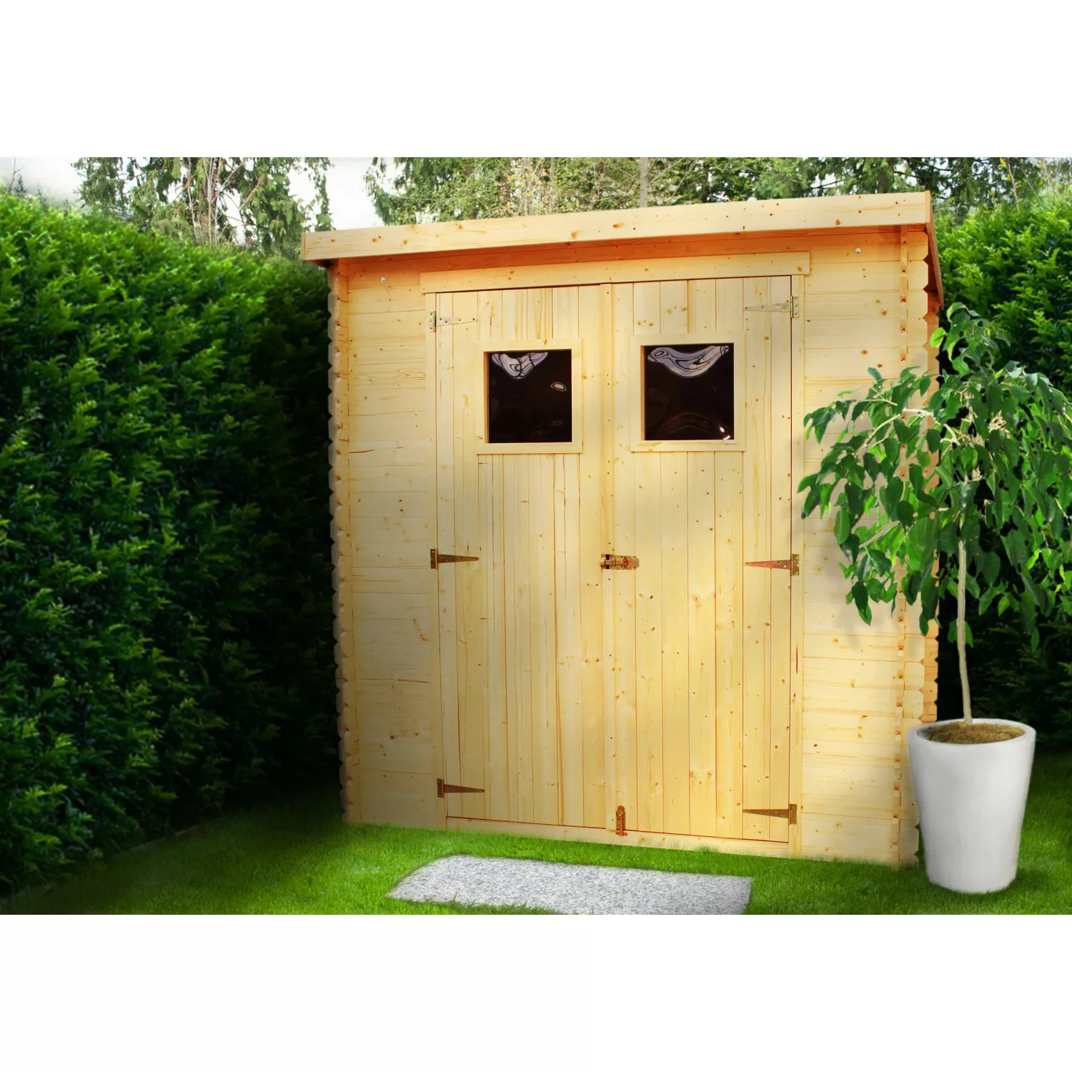 Timbela Gartenhaus Holz M310+M310G 2,63 m² mit Fenstern und Boden günstig online kaufen