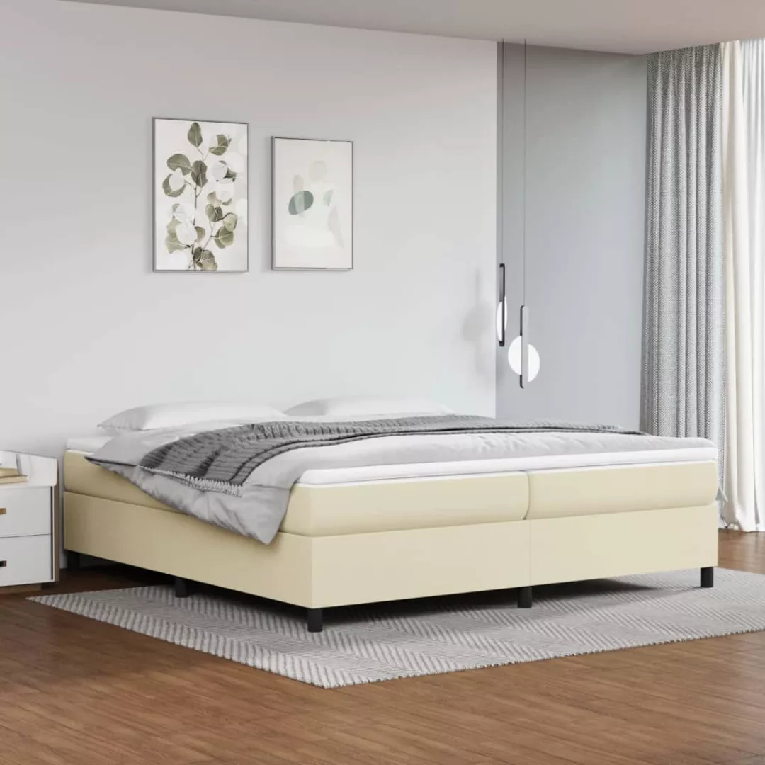 Vidaxl Boxspringbett Mit Matratze Creme 200x200 Cm Kunstleder günstig online kaufen