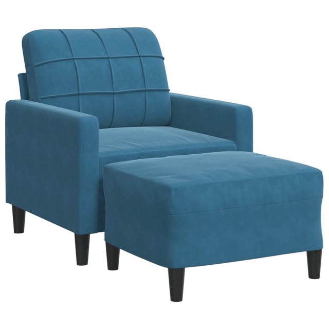 vidaXL Sofa Sessel mit Hocker Blau 60 cm Samt günstig online kaufen