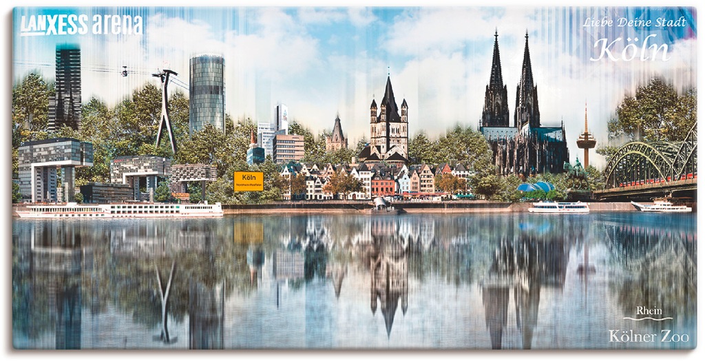 Artland Leinwandbild "Köln Skyline Abstrakte Collage 20", Deutschland, (1 S günstig online kaufen