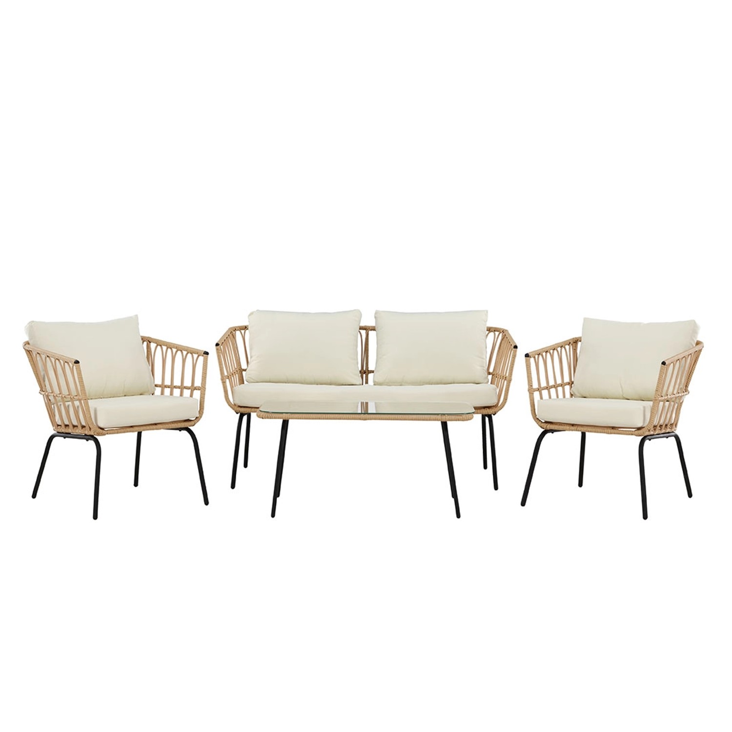 ebuy24 Ortigia Loungeset 1 Sofa 2 Stühle 1 Couchtisch Natur Tisch cm H45xB5 günstig online kaufen