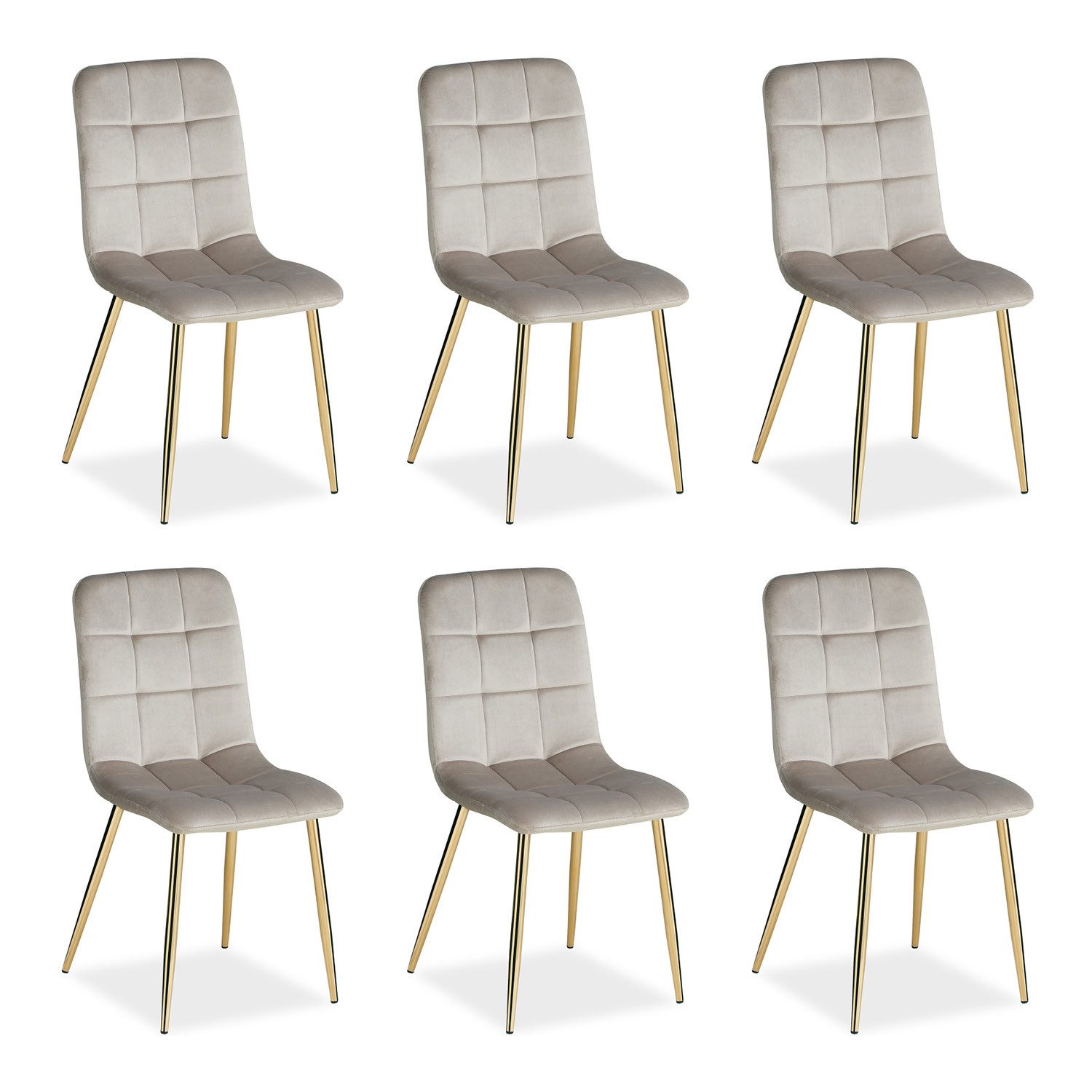 Homestyle4u Esszimmerstuhl 6er Set in Beige und Gold Samt 2335 günstig online kaufen