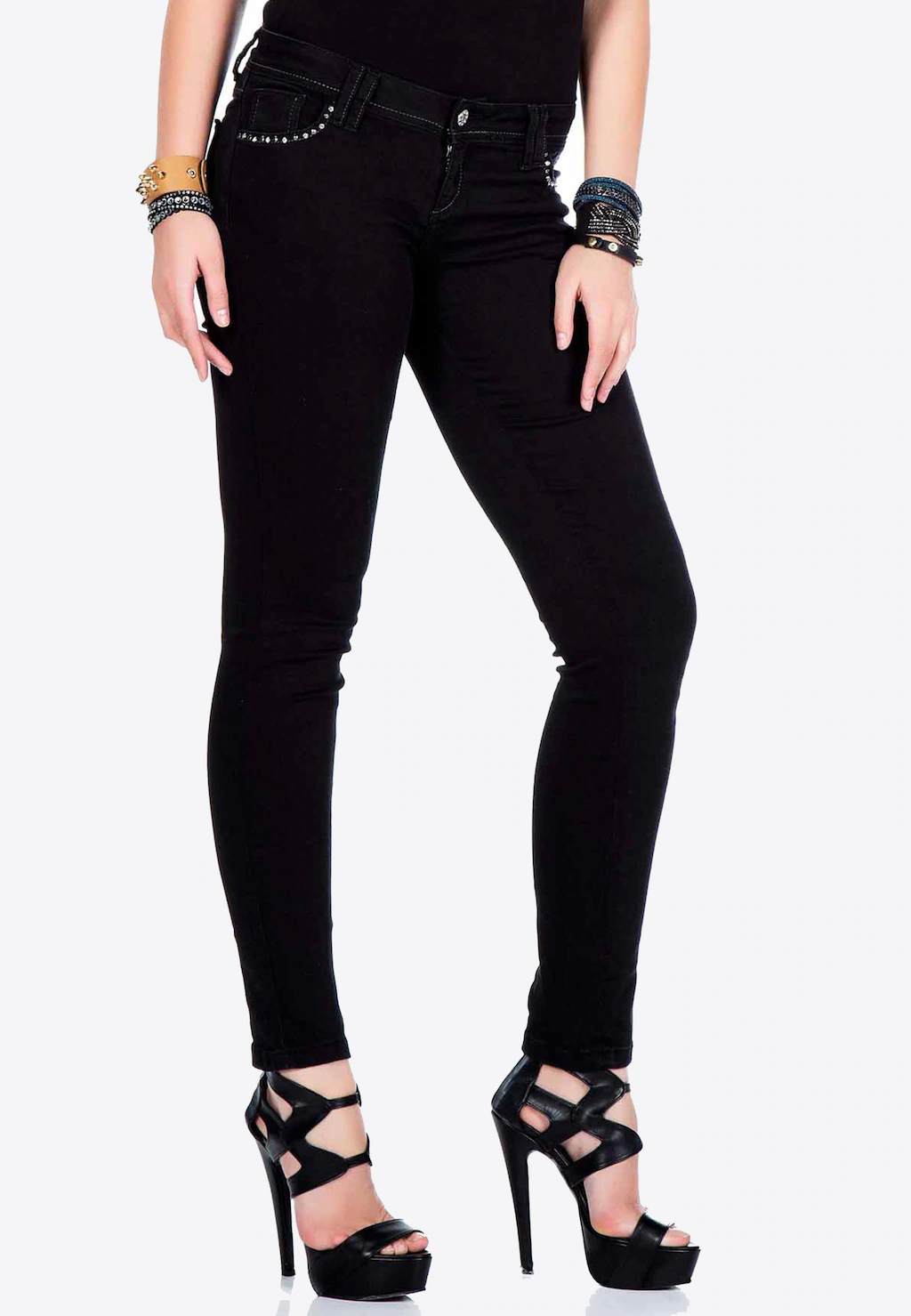 Cipo & Baxx Slim-fit-Jeans, mit funkelndem Steinbesatz an den Taschen günstig online kaufen