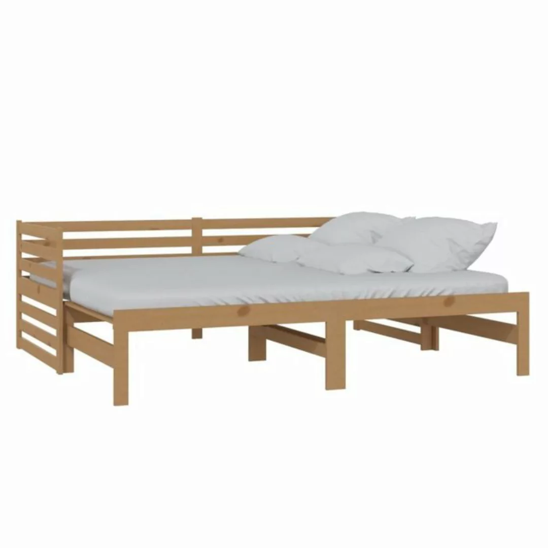 vidaXL Bett Tagesbett Ausziehbar Honigbraun Kiefer Massivholz 2x(90x200) cm günstig online kaufen