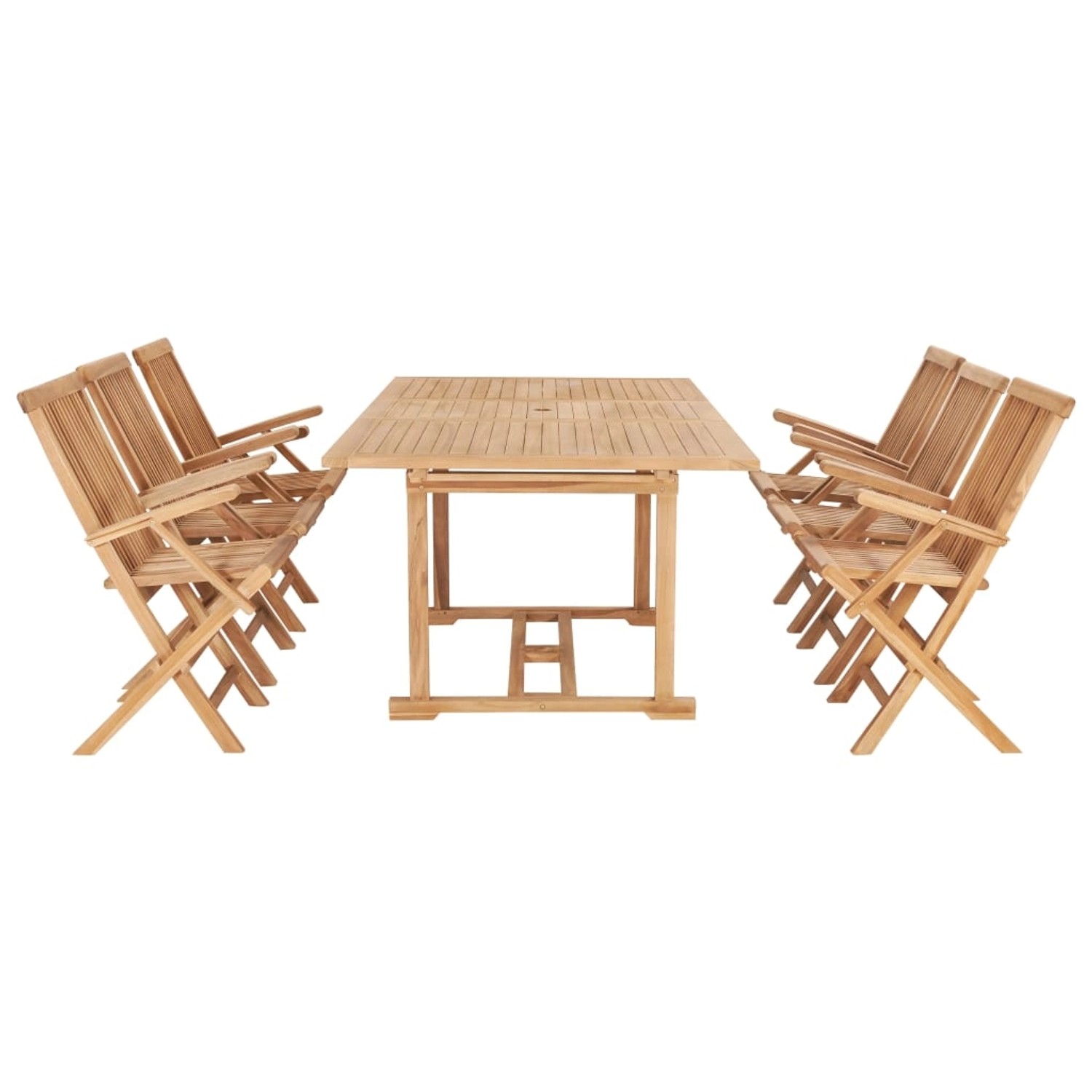 vidaXL 7-tlg Garten-Essgruppe 150-200 x 100 x 75 cm Massivholz Teak Modell günstig online kaufen