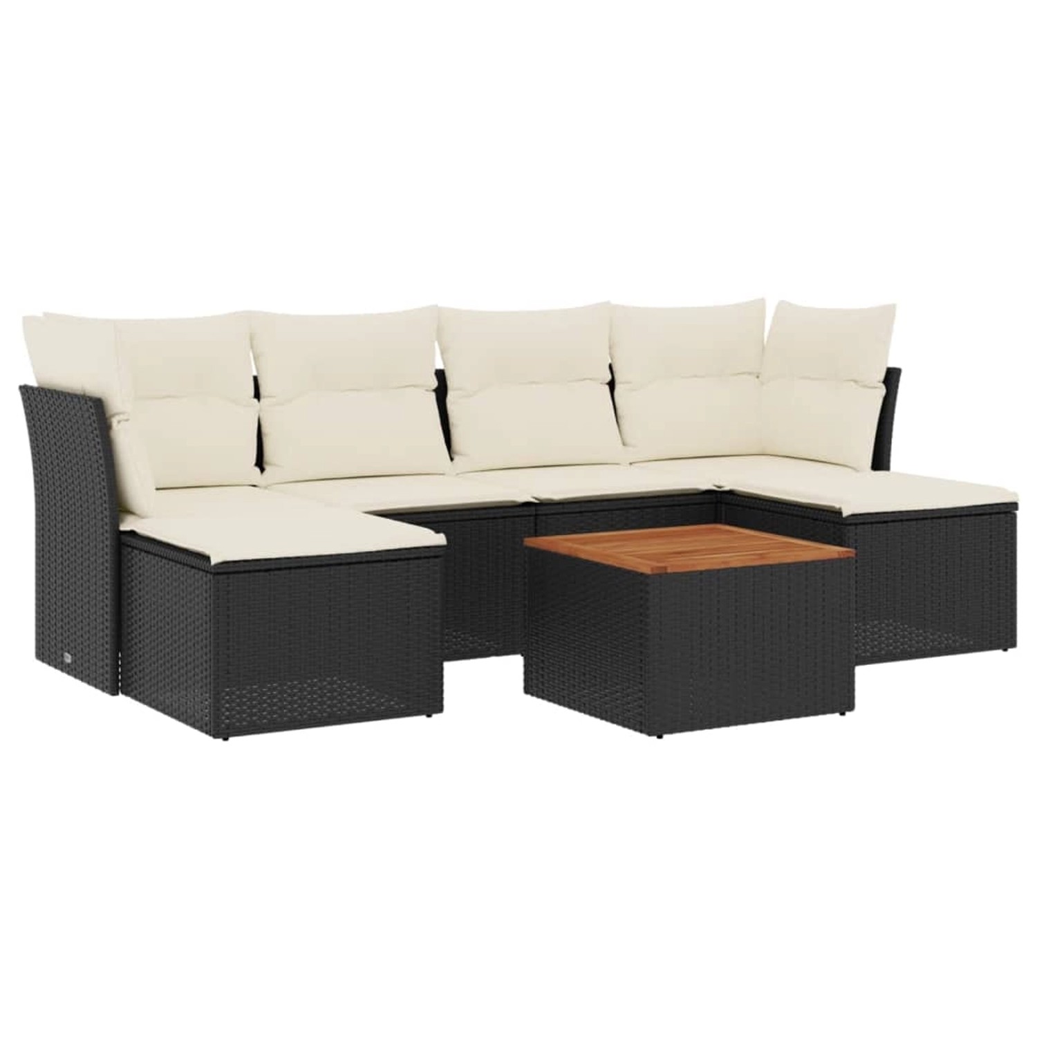 vidaXL 7-tlg Garten-Sofagarnitur mit Kissen Schwarz Poly Rattan Modell 110 günstig online kaufen