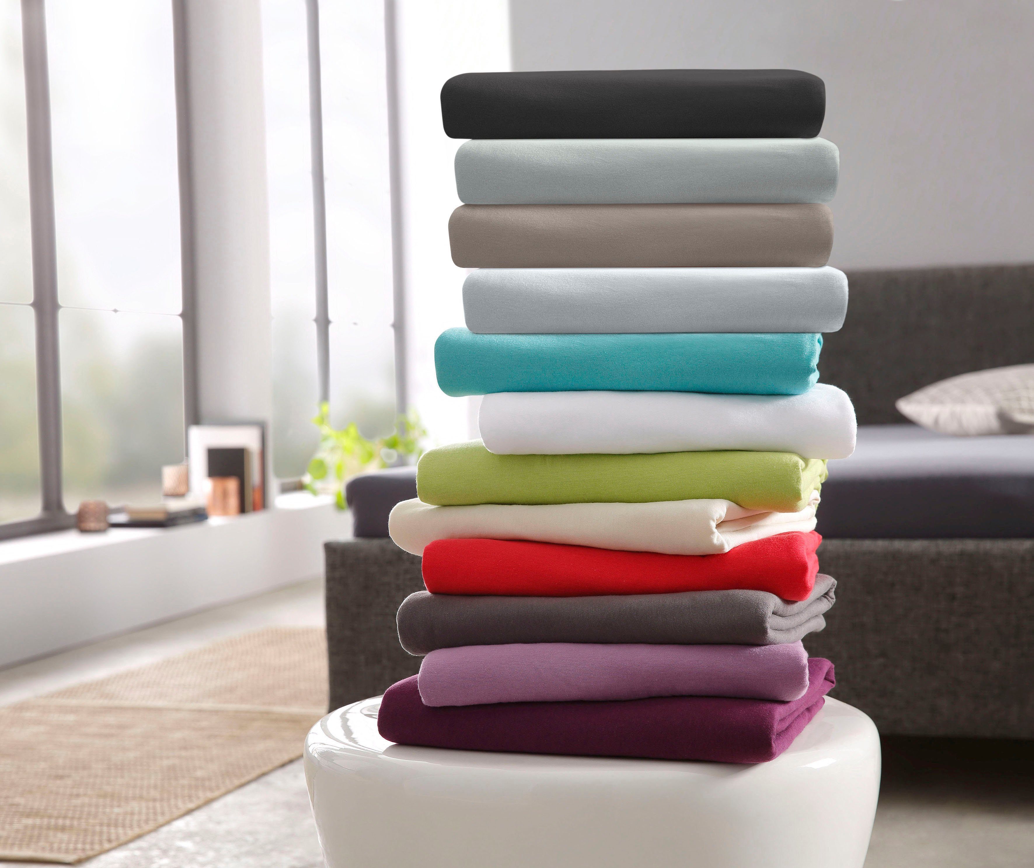 my home Spannbettlaken »Litschi«, für Topper auf Boxspringbetten geeignet, günstig online kaufen