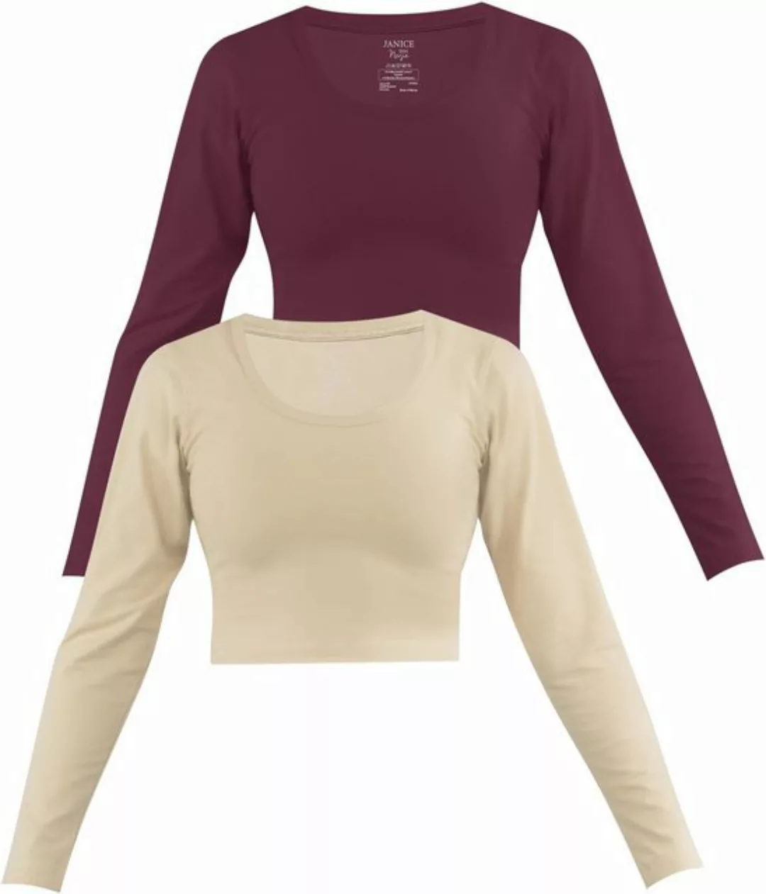 Janice Langarmshirt 2 x Damen crop Langarmshirt Nerja Kurzer Pullover aus B günstig online kaufen