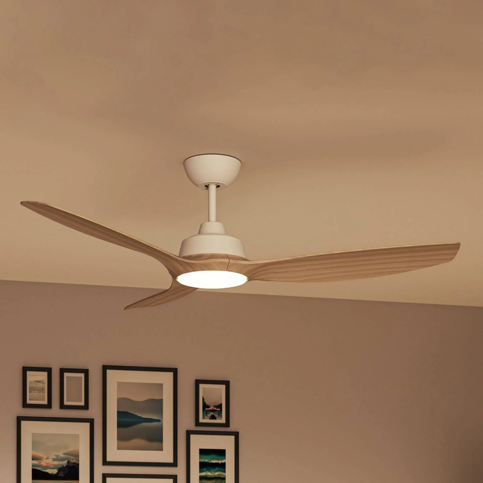Philips LED-Ventilator Olas, Ø 132 cm, braun/weiß, leise günstig online kaufen