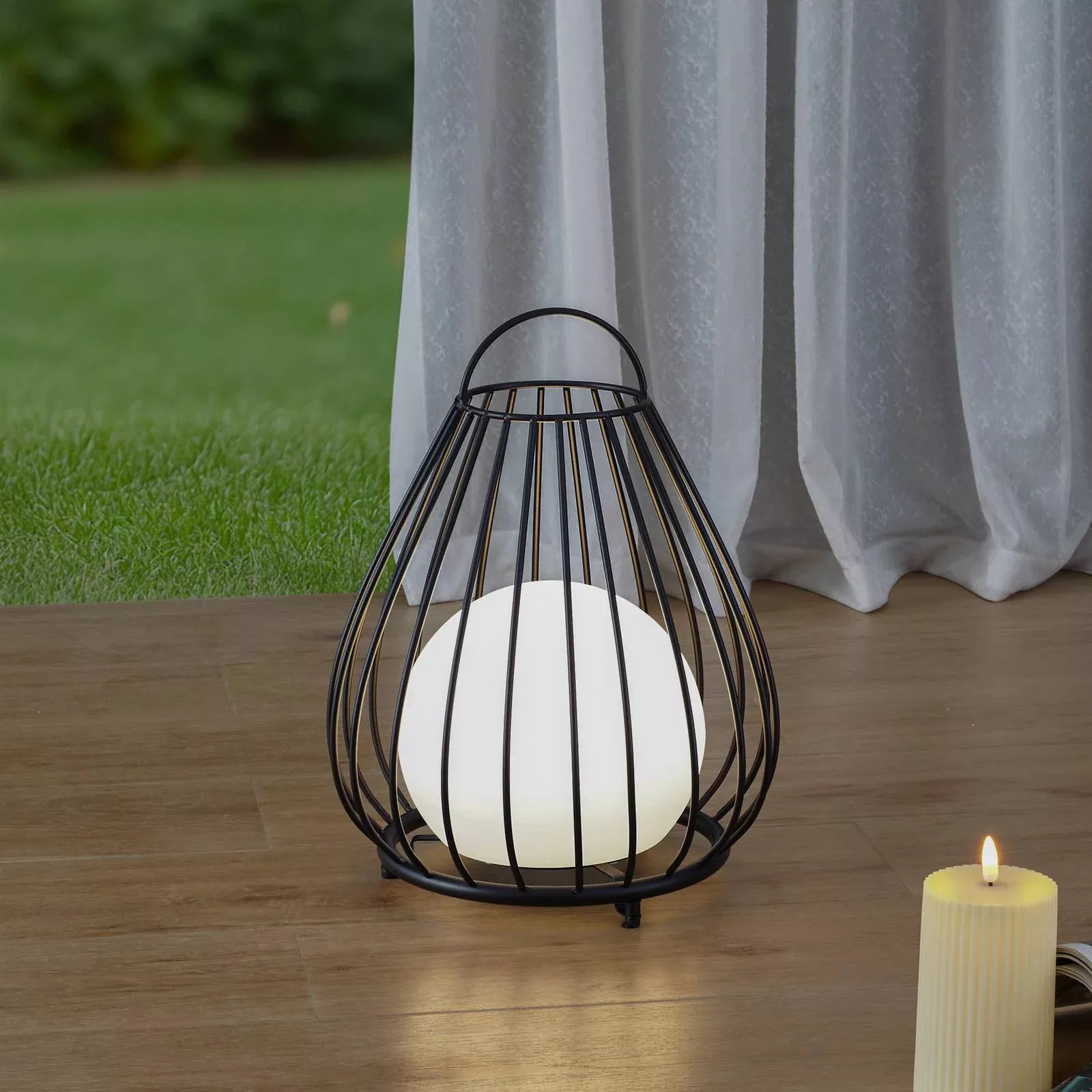 Lindby LED-Solarleuchte Kelda, schwarz, Metall, 38cm, dim. günstig online kaufen