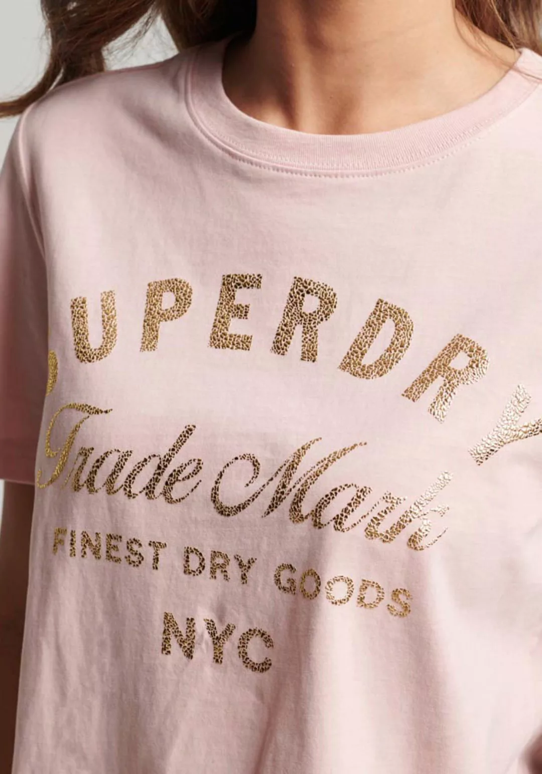 Superdry T-Shirt LUXE METALLIC LOGO T SHIRT Vintage Blush Pink günstig online kaufen
