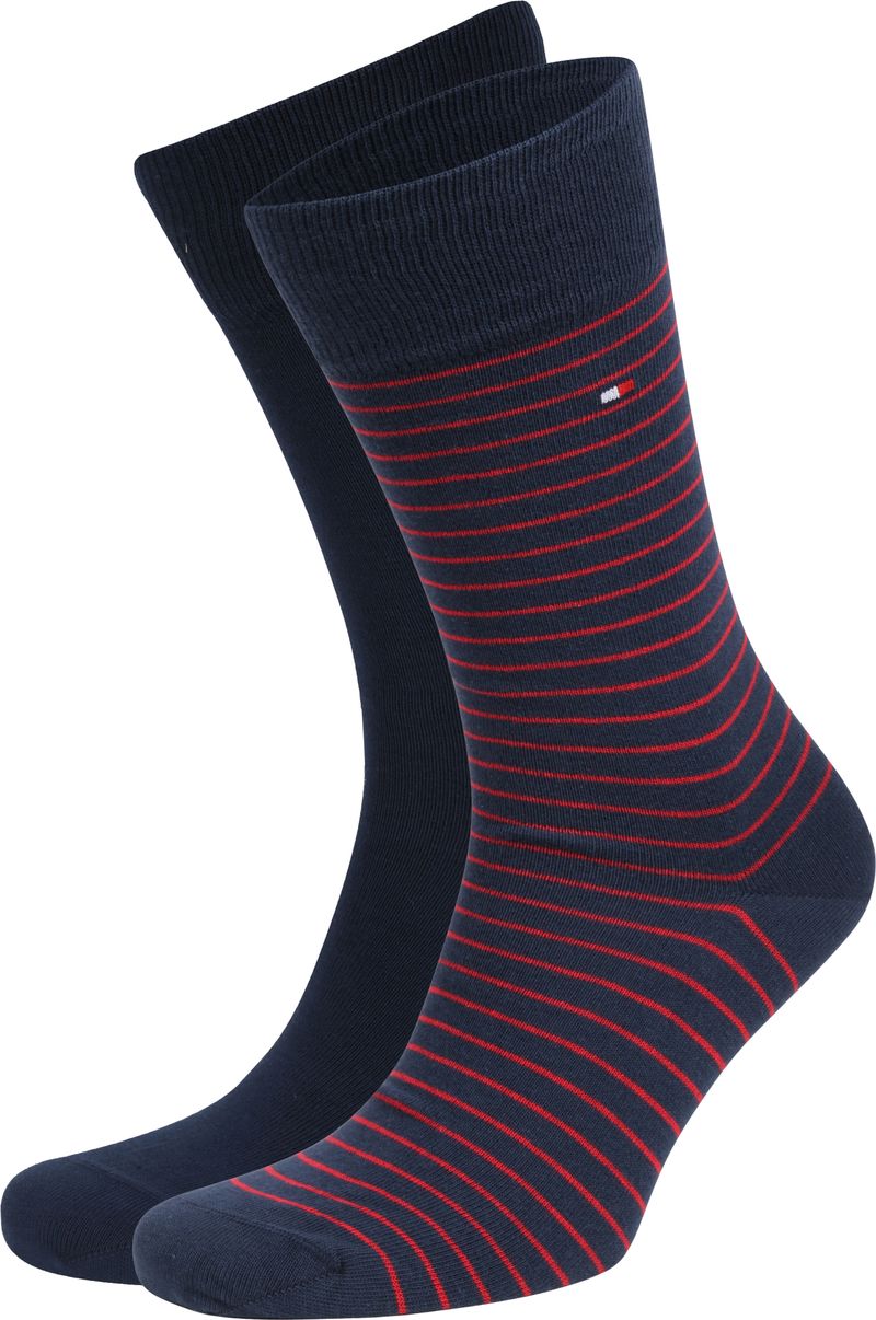 Tommy Hilfiger Socken 2 Paare Dunkelblau Streife - Größe 39-42 günstig online kaufen