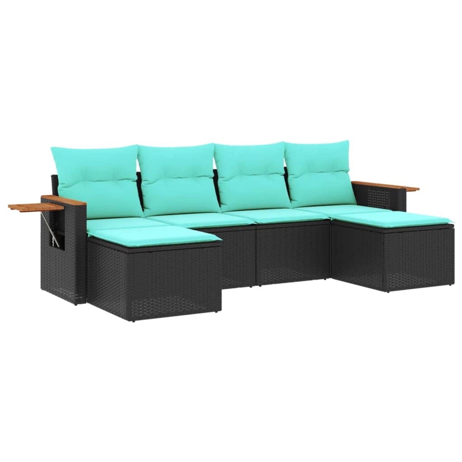 vidaXL 6-Tlg Garten-Sofagarnitur mit Kissen Schwarz Poly Rattan 3227058 günstig online kaufen