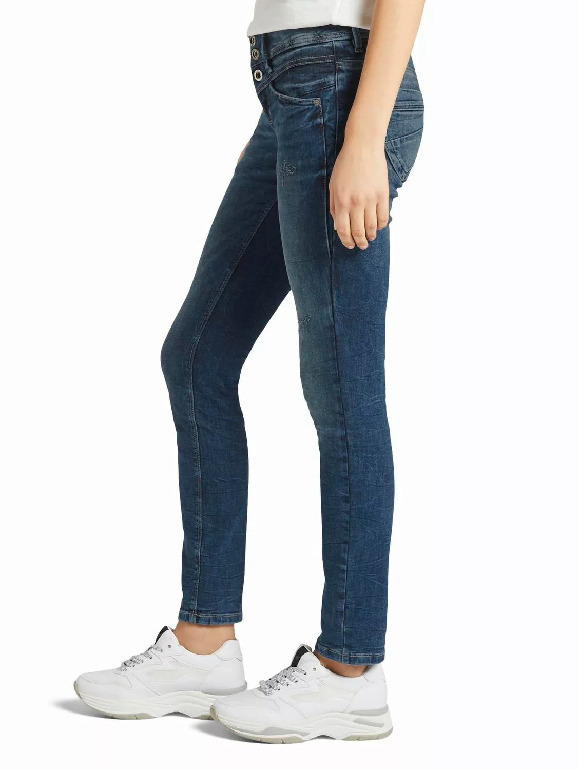 Tom Tailor Damen Jeans ALEXA - Sllim Fit - Blau - Random Bleached Blue Deni günstig online kaufen