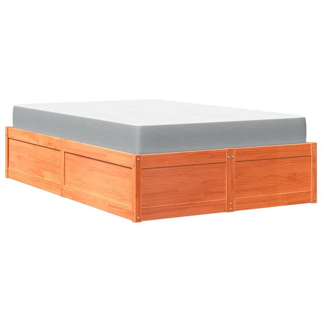 vidaXL Bett Bett mit Matratze Wachsbraun 120x190 cm Massivholz Kiefer günstig online kaufen