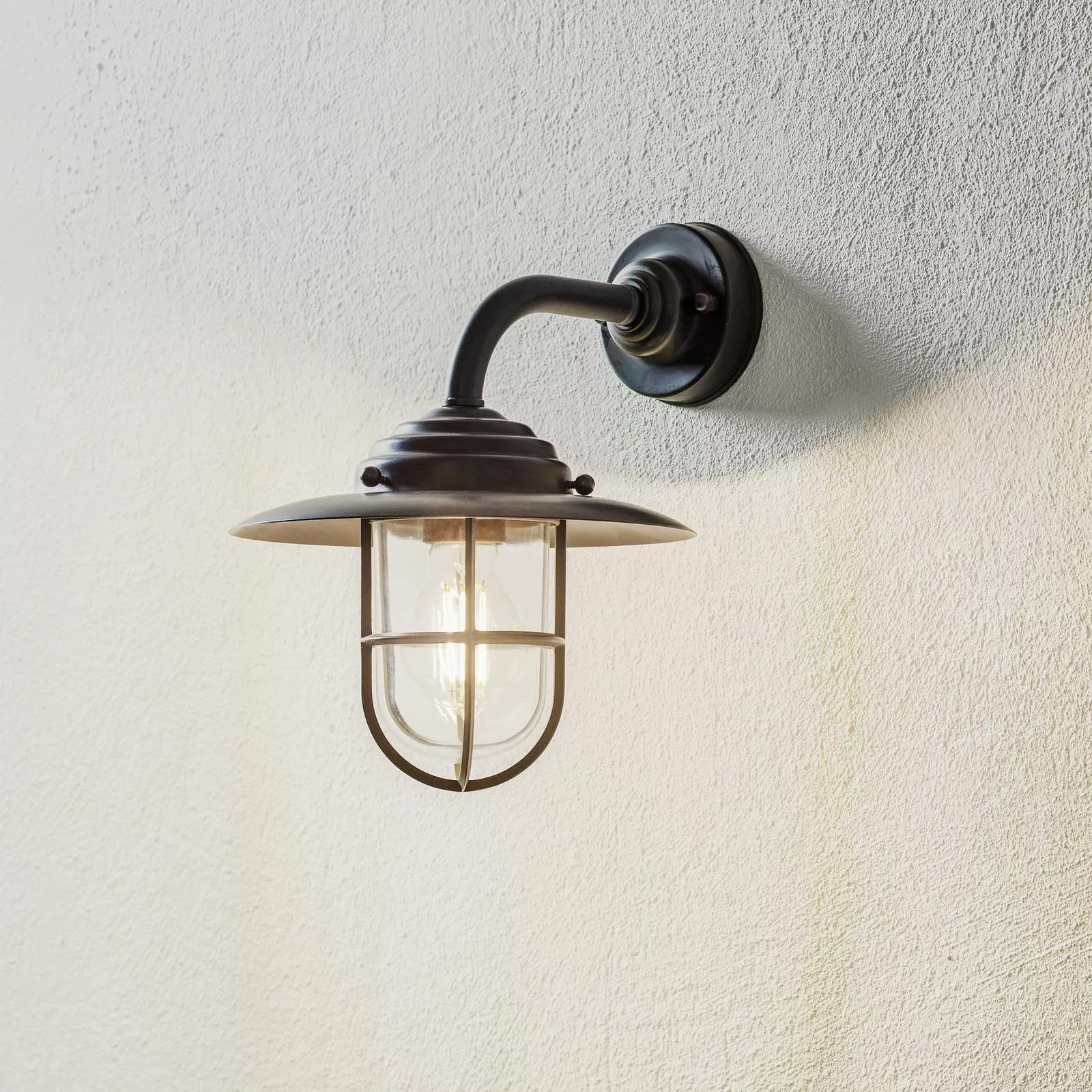 Außenwandlampe Chalet Gitter Messing brüniert klar günstig online kaufen