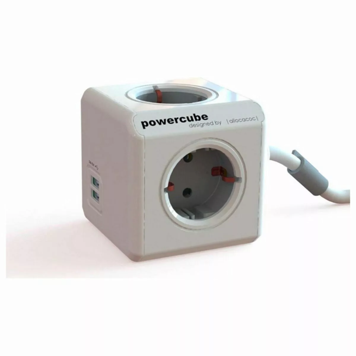 Würfel Mit Steckdosenanschluss Allocacoc Power Cube Usb Grau günstig online kaufen