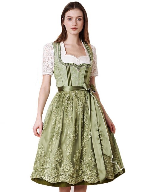 KRÜGER COLLECTION Dirndl 'Gesia' mit Spitzenschürze 111065, Hellgrün 70cm günstig online kaufen