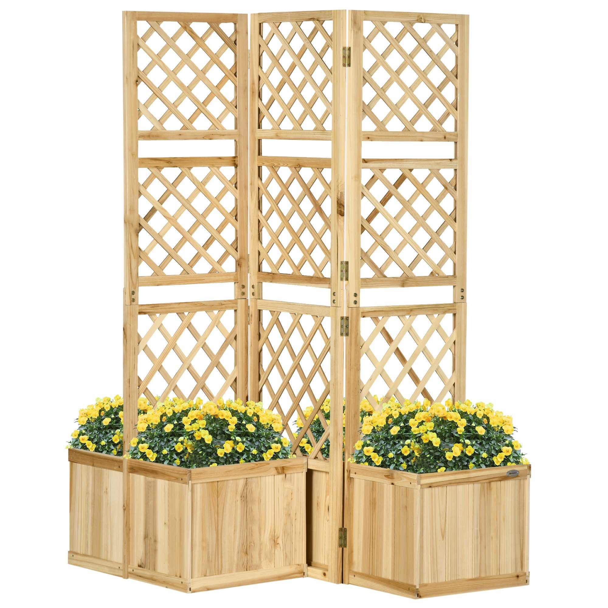Outsunny Paravent Raumteiler mit 4 Blumenkasten günstig online kaufen