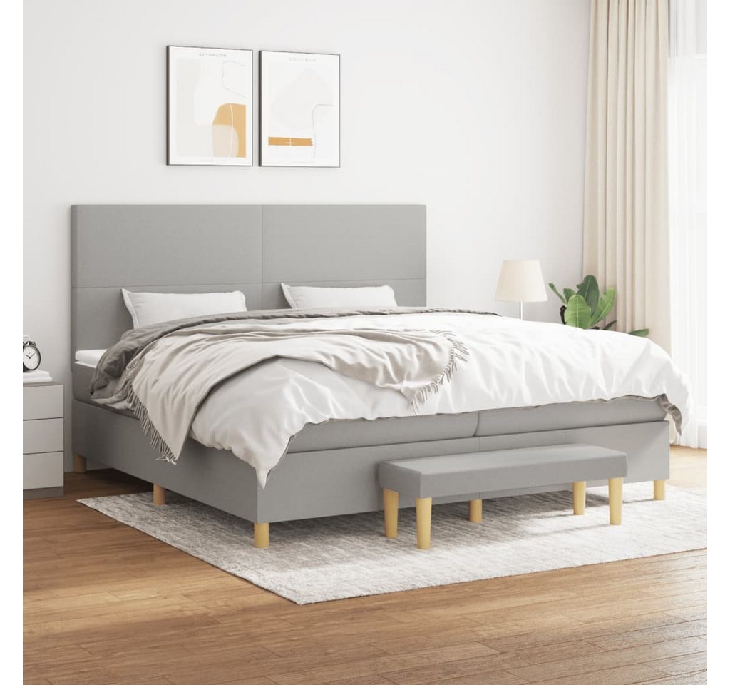 vidaXL Boxspringbett Boxspringbett mit Matratze Hellgrau 200x200 cm Stoff B günstig online kaufen