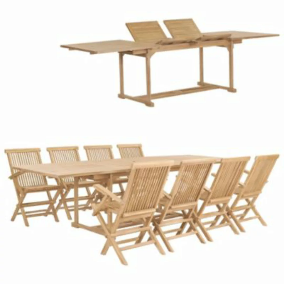 vidaXL 9-tlg. Garten-Essgruppe 180-280 x 100 x 75 cm Teak Massivholz Garten günstig online kaufen