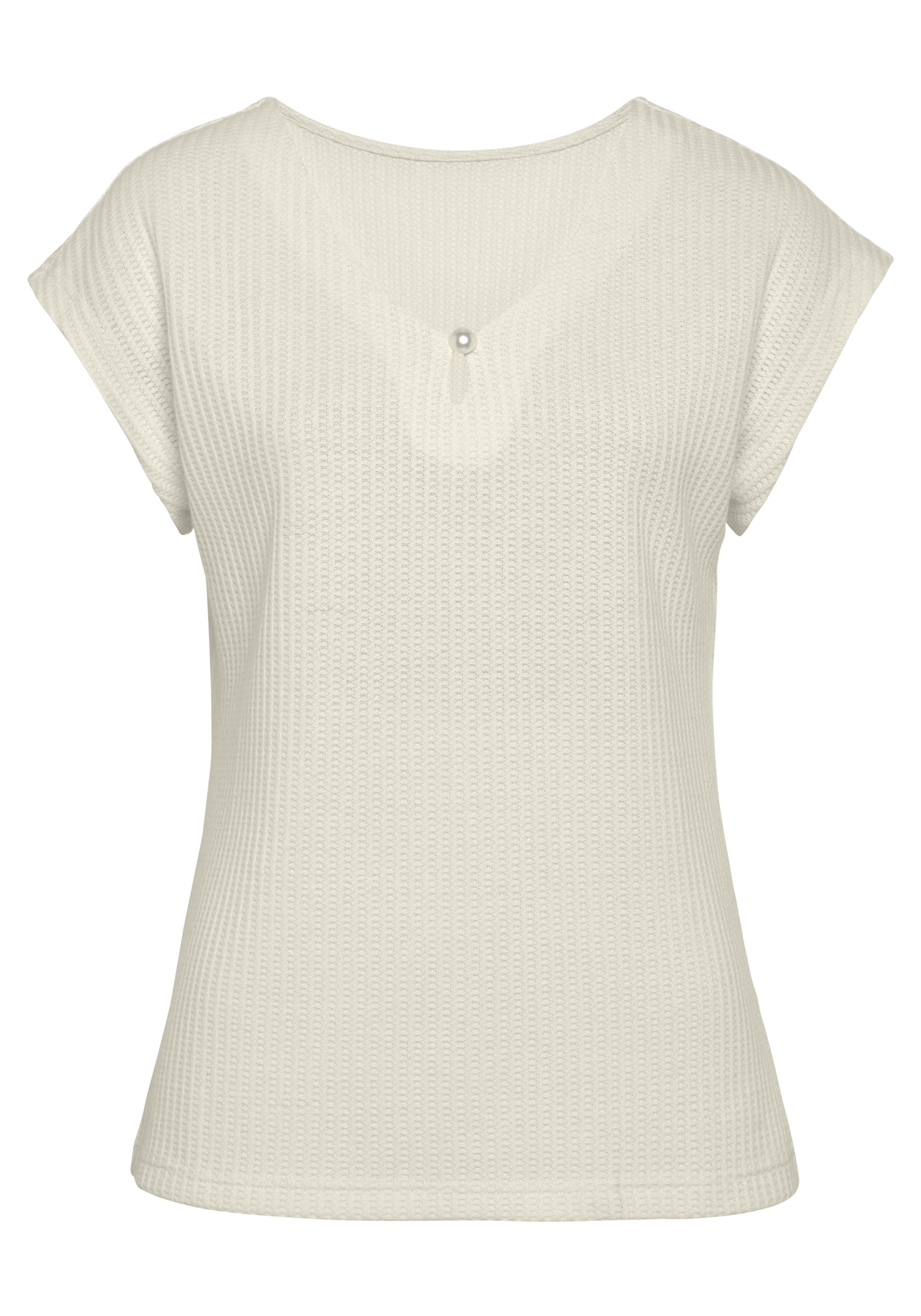 LASCANA T-Shirt (Packung, 2-tlg) mit Zierperle am Ausschnitt günstig online kaufen