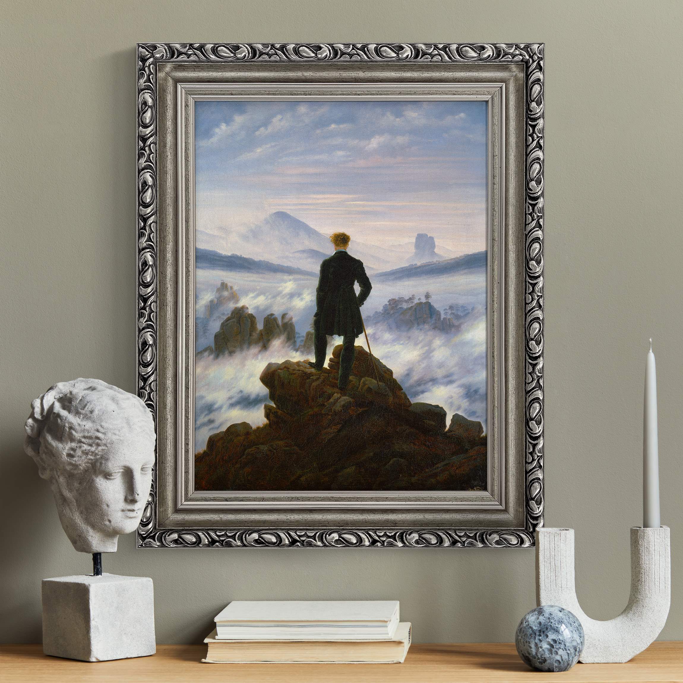 Gerahmtes Leinwandbild Caspar David Friedrich - Der Wanderer über dem Nebel günstig online kaufen