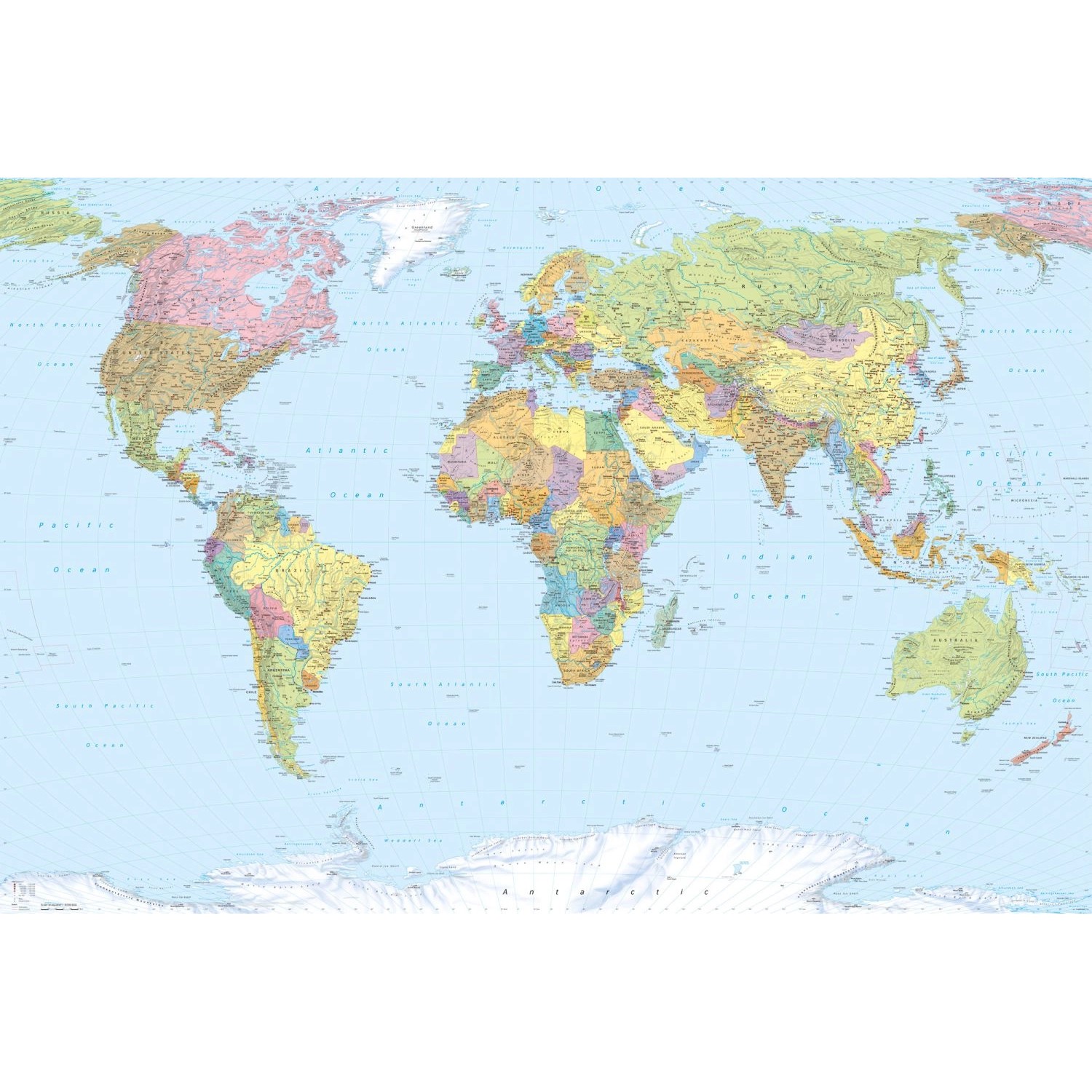 Komar Fototapete World Map Multicolor 368 x 248 cm 611132 günstig online kaufen