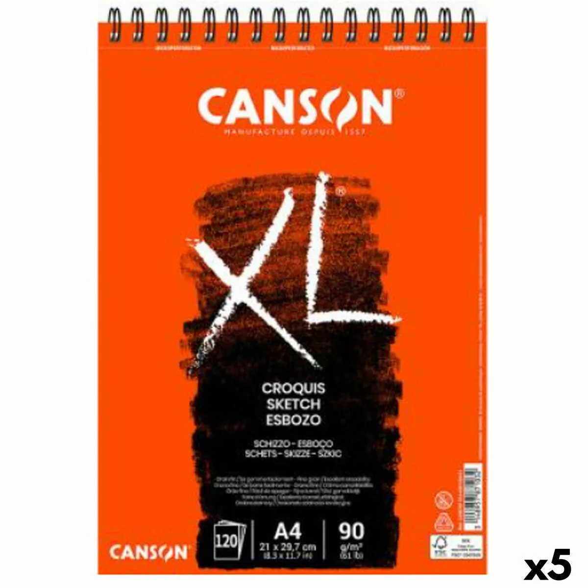 Zeichenblock Canson Xl Esboso 20 Bettlaken A4 5 Stück 90 G/m² Weiß Natürlic günstig online kaufen