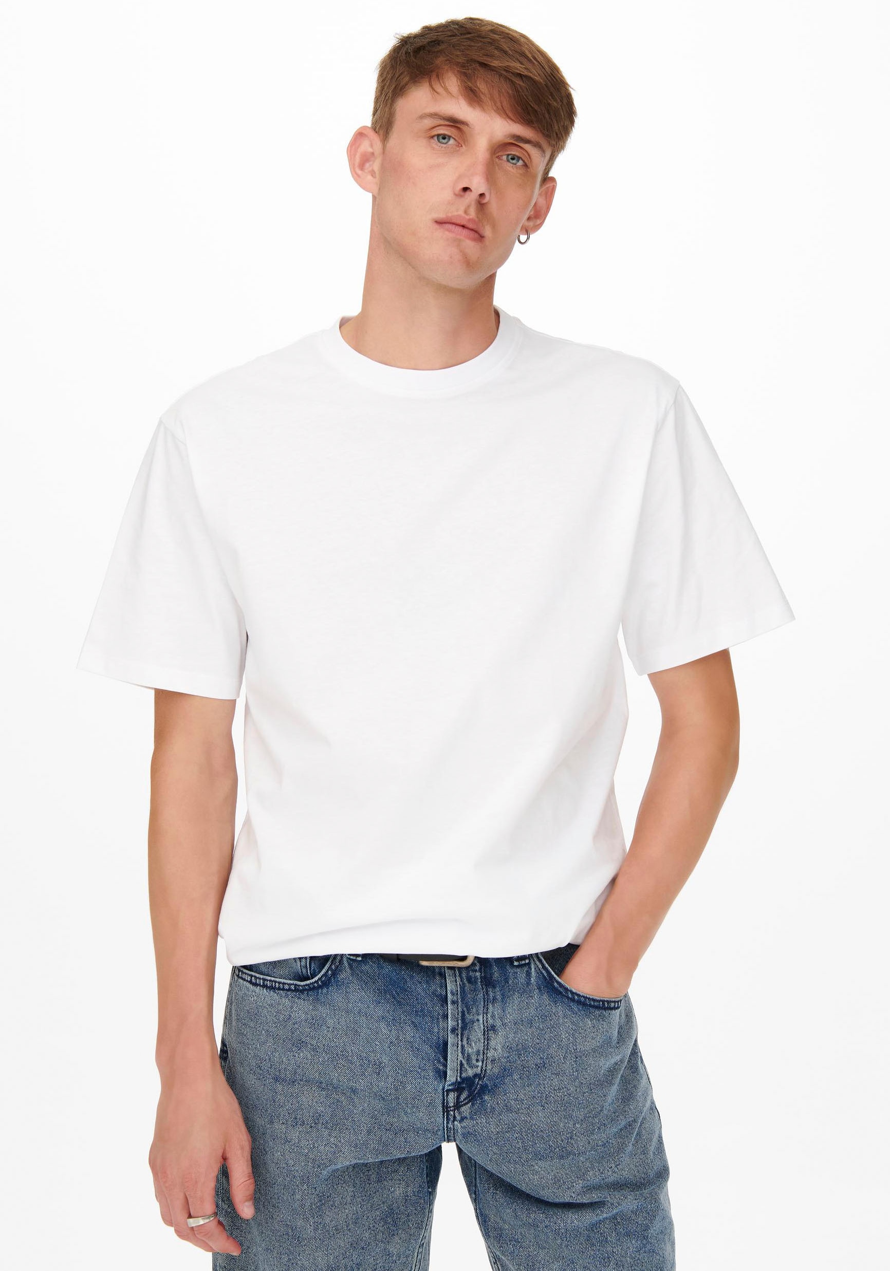 ONLY & SONS T-Shirt - oversize kurzarm Shirt - Basic T-Shirt einfarbig - un günstig online kaufen