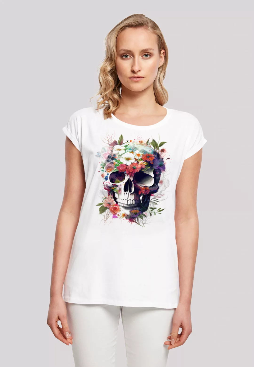 F4NT4STIC T-Shirt "Totenkopf Blumen", Print günstig online kaufen