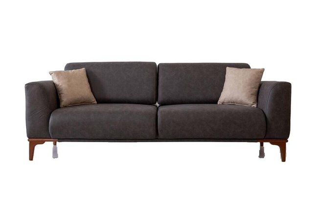 JVmoebel 3-Sitzer Graues Kunstleder Wohnzimmer Designer Couch Luxuriöser 3- günstig online kaufen