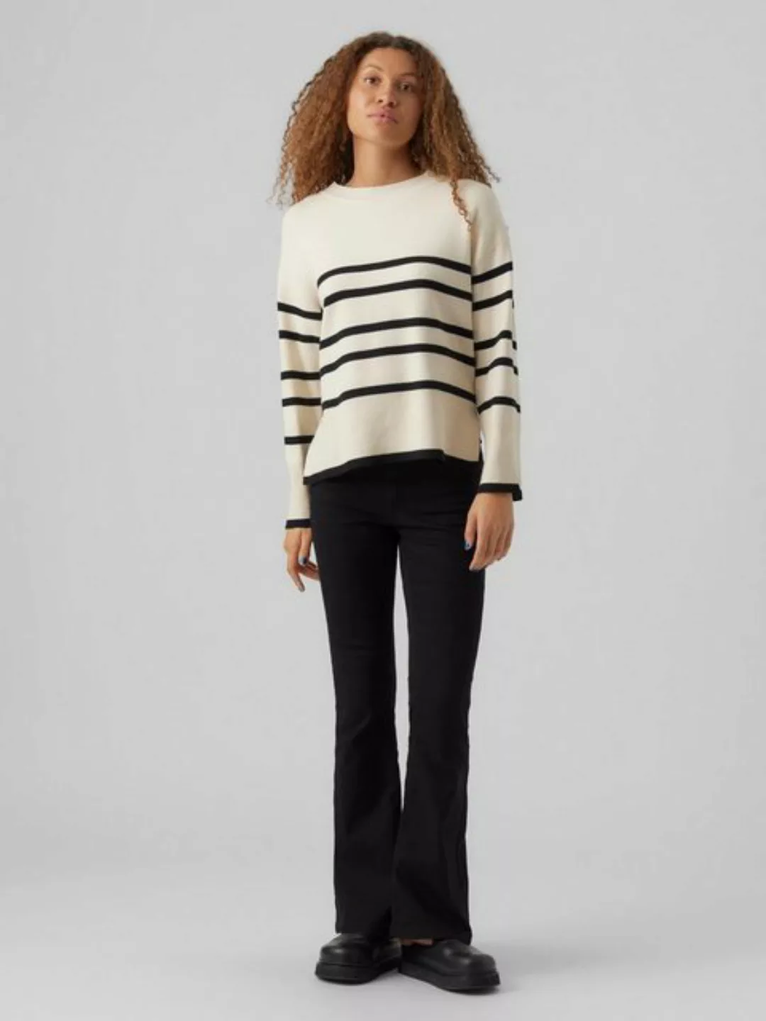 Vero Moda Strickpullover Feinstrick Pullover Oversize Streifen Longsleeve S günstig online kaufen