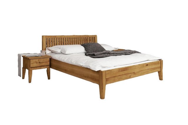 Natur24 Einzelbett Bett Sydo 1 Wildeiche massiv 80x200cm mit Holzkopfteil u günstig online kaufen